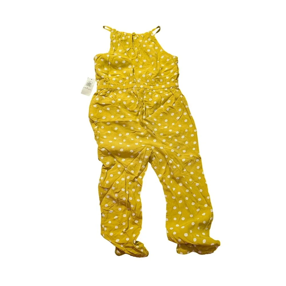 Old Navy Kids Mustard Yellow Polka Dot Rayon Jumpsuit 3T NWT